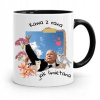 Kubek Czarny Śmieszny Pis Jarosław Kaczyński Z Nadrukiem Ze Zdjęciem