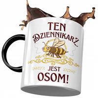 Kubek Czarny Dziennikarza Jest Osom Z Nadrukiem Ze Zdjęciem