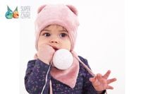 Pupill Jeremi czapka dla dzieci na zimę futerko pudrowy róż 38-40