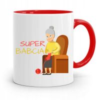 Kubek Czerwony Dla Babci Super Babcia Z Nadrukiem Ze Zdjęciem