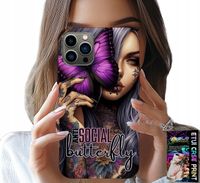 ETUI DO IPHONE 12 PRO MAX - ANTI SOCIAL, BUTTERFLY, RÓŻOWY MOTYL + SZKŁO