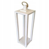SOLIDNY LAMPION DREWNIANY BIAŁY LATARNIA ze SZNUREM - 65 CM