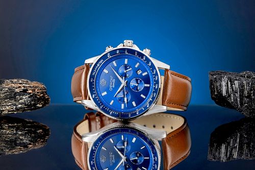 zegarek męski giewont chronograph sapphire brązowo niebieski gw3520-a5 na Arena.pl