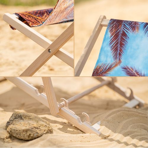 ROZKŁADANY LEŻAK Z DREWNA BUKOWEGO Niebieskie Paski na PLAŻĘ TARAS BALKON na Arena.pl