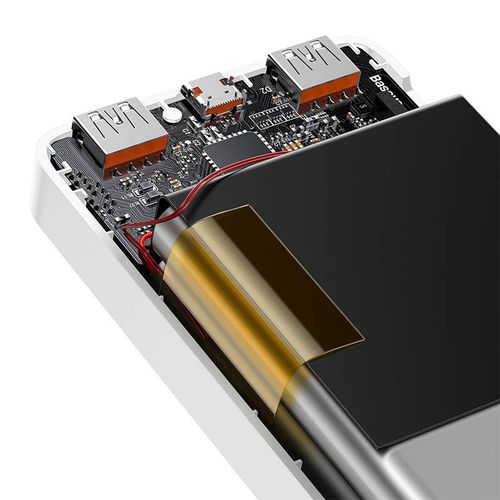 powerbank baseus bipow 10000mah, 2xusb, usb-c, 20w (biały) na Arena.pl
