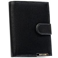 portfel męski ze skóry naturalnej w czarnym kolorze zapinany na zatrzask