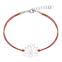 Bransoletka Sznurkowa Celebrytka Kwiat Lotosu Srebro 925