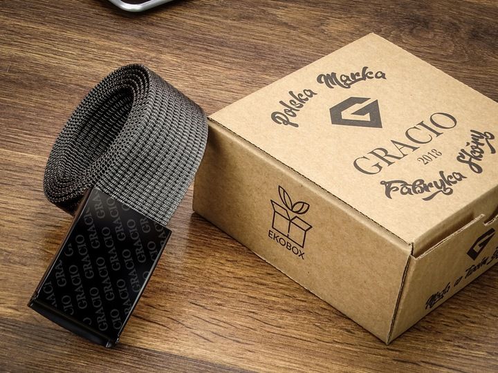 MĘSKI PARCIANY SZARY pasek Metalowa Klamra GRACIO 85cm zdjęcie 6