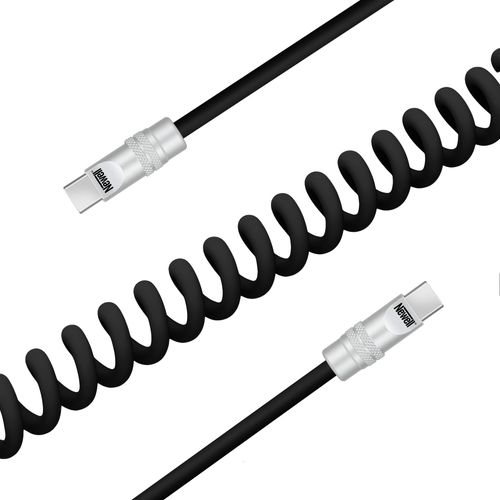 Kabel Newell USB-C - USB-C 100 W, 1,5 m, silikonowy, spiralny, czarny na Arena.pl