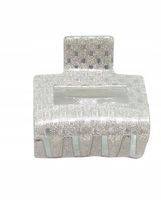 Spinka klamra akrylowa prostokąt brokatowa 5cm srebrny