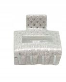 Spinka klamra akrylowa prostokąt brokatowa 5cm srebrny