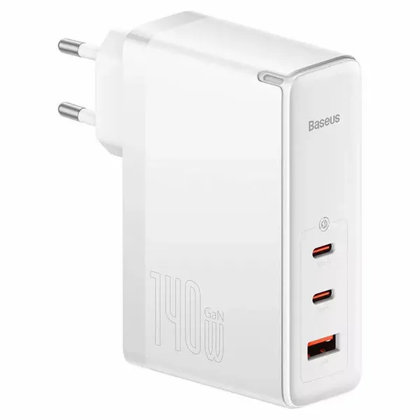 Ładowarka sieciowa Baseus GaN5 Pro 2xUSB-C + USB, 140W (biała) zdjęcie 1