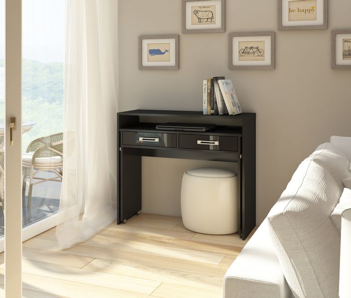 Biurko ZOOM wysuwane 98,5 cm czarny mat/połysk zdjęcie 2