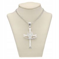 WISIOREK SREBRNY KRZYŻYK MĘSKI PATRIOTYCZNY Z ORŁEM I SZABLĄ