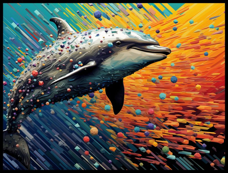 Plakat 80x60cm Delfin w Palecie Barw zdjęcie 2