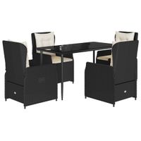 5-cz. zestaw mebli ogrodowych z poduszkami, czarny, polirattan