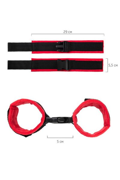 Anonymo Handcuffs, Velour, Red, 29 Cm zdjęcie 5