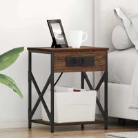 Nocna szafka z stacją ładującą 2 pcs Brązowy dąb