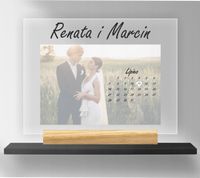 STATUETKA RAMKA TABLICZKA WASZE ZDJĘCIA pamiątka prezent data ślubu nadruk