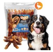 UNIQ PETS Przysmak dla psa z kaczki - frytki z batatów owinięte kaczką 500g