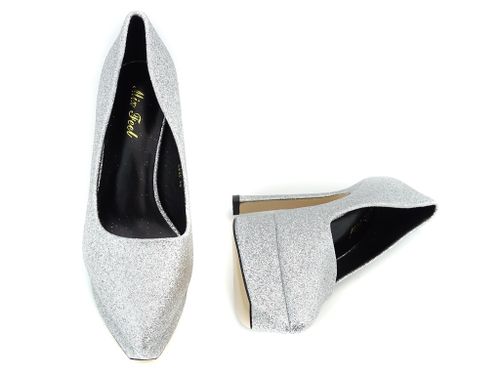 Srebrne szpilki platformy brokatowe 40 na Arena.pl