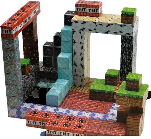 KLOCKI MAGNETYCZNE PIKSELE BLOCZKI SZEŚCIANY MOCNE 184 KLOCKI 2 FIGURKI na Arena.pl