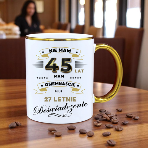 ZESTAW PODUSZKA I PIĘKNY KUBEK ORYGINALNY PREZENT 45 LAT NA URODZINY na Arena.pl