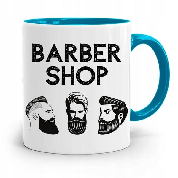 Kubek Błękitny Dla Fryzjera Barber Shop Z Nadrukiem Ze Zdjęciem zdjęcie 1