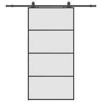 Drzwi przesuwne z zestawem okuć czarne 102,5x205 cm ESG szkło