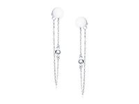 Delikatne rodowane srebrne wiszące kolczyki celebrytki kółko circle cyrkonia łańcuszek srebro 925 Z1815ER_W