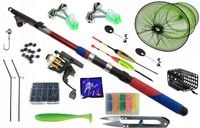 DUŻY ZESTAW WĘDKARSKI NA RYBY UNIWERSALNY WĘDKA + KOŁOWROTEK + AKCESORIA