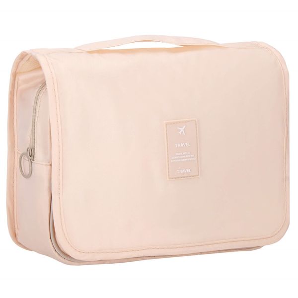 Organizer podróżny na kosmetyki 23x19x9,5 cm kosmetyczka do samolotu beżowa zdjęcie 4