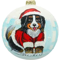 Bombka choinkowa - Bombka okrągła: Piesek w stroju Mikołaja