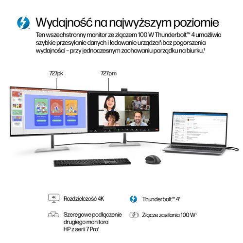 Monitor HP Series 7 Pro 727pm 4K UHD 27 cali IPS Black 3840x2160 HDMI DisplayPort Thunderbolt USB-C VESA pivot kamerka 8K135AA na Arena.pl