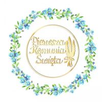 Kartka Karnet - Pierwsza Komunia Święta - Niezapominajki Lakier 3D