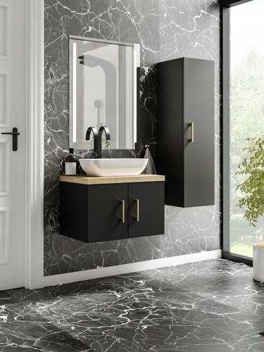 Szafka łazienkowa wisząca MARKUS 50 czarny z umywalką Lara (W7) na Arena.pl