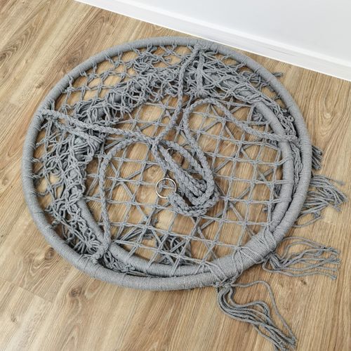 fotel wiszący bocianie gniazdo hamak boho, huśtawka z poduszką szara kr33sz na Arena.pl