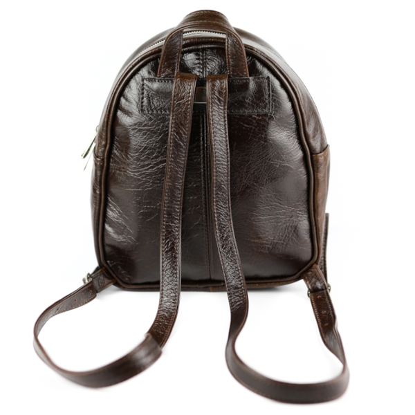 Pl-01 Plecak okrągły - gnieciony brąz KEMER zdjęcie 2