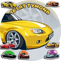 OPŁATEK NA TORT 20CM - SUPER SAMOCHODY AUTKO + IMIĘ + ! 15CM 18CM