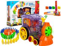 KOLEJKA POCIĄG LOKOMOTYWA UKŁADAJĄCA KLOCKI DOMINO CIUCHCIA DOMINO POCIĄG D