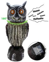 Solarny odstraszacz ptaków Sowa Sonic 3w1 światło dźwięk obrotowa głowa