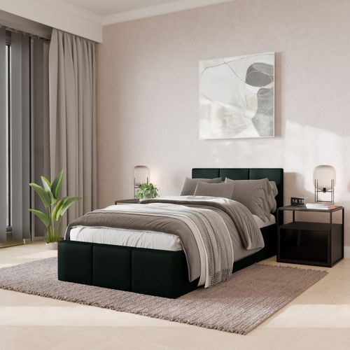 ŁÓŻKO POJEDYNCZE 90x200cm ŁÓŻKO TAPICEROWANE Z POJEMNIKIEM BUTELKOWA ZIELEŃ na Arena.pl