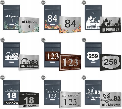 Skrzynka Pocztowa na listy z nadrukiem Numeru domu + Tablica adresowa ALU na Arena.pl
