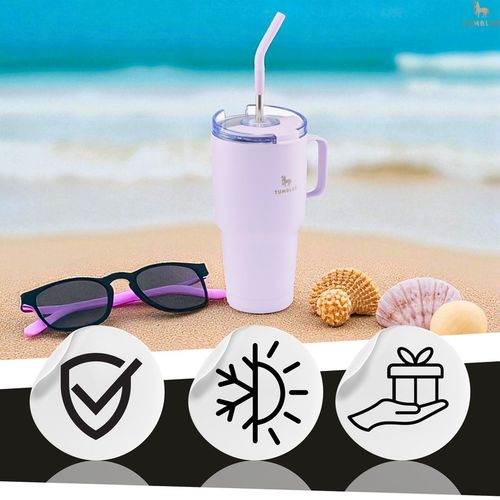 MOCNY Kubek Termiczny ze Stalową Słomką i Uchwytem na Kawę Herbatę 900ml na Arena.pl