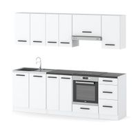 Kuchnia Modułowa Mokka Plus 2.4m Zestaw Z Blatem Pojemna Biała Nowoczesna