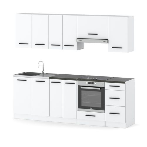 Kuchnia Modułowa Mokka Plus 2.4m Zestaw Z Blatem Pojemna Biała Nowoczesna na Arena.pl