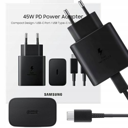 ŁADOWARKA SAMSUNG  TA845 45W  SZYBKA ORYGINALNA FAST CHARGING CZARNA KABEL USB-C 1m na Arena.pl