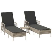 Leżak z poduszką 2 pcs Jasnoszary 35 x 35 x 32cm polirattan