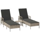 Leżak z poduszką 2 pcs Jasnoszary 35 x 35 x 32cm polirattan