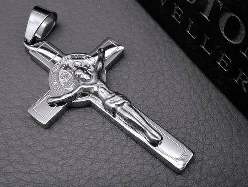 SREBRNY KRZYŻ KRZYŻYK NA ŁAŃCUSZEK DWUSTRONNY STAL CHIRURGICZNA PREMIUM na Arena.pl